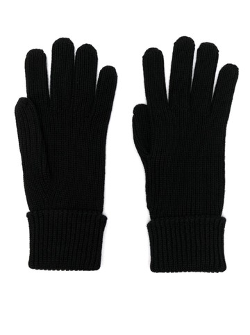 Woolrich - logo-patch knitted wool gloves - men - Virgin Wool - L - Black