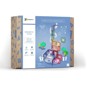 澳洲 Connetix 粉彩磁力積木-滾球軌道組(80PC)聖誕禮物|磁性積木|磁力片