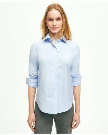 Brooks Brothers Women's Classic-Fit Non-Iron Stretch Supima Cotton Dress Shirt | Light Blue | Size 14