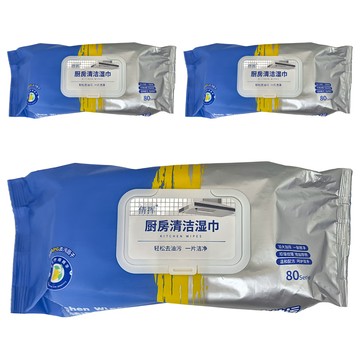 QIANHUI 倩揮 廚房清潔濕紙巾 80抽  20 x 25cm  3包