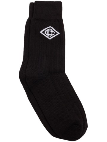 Casablanca - intarsia-logo socks - men - Spandex/Elastane/Polyamide/Cotton - M - Black