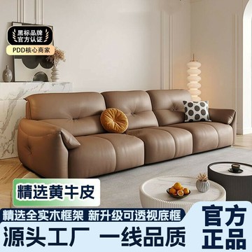【免稅費 免運費】高級輕奢 皮藝沙發 極簡網紅小戶型 真皮沙發 奶油風直排 新款客廳