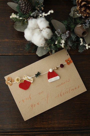 聖誕掛飾 / 手寫 聖誕卡 手工 聖誕卡片 永生花 不凋花乾燥花