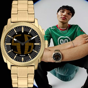 FOSSIL Machine Big Tic 限量復刻 雙顯示數位跳秒手錶-金/41mm FS6157