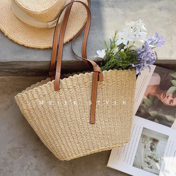 ins夏季復古草編包編織托特包大容量單肩包度假沙灘包潮2022新款