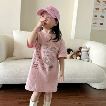 🎀biubiu童裝🎀韓系女童可愛t恤裙中長款3歲女寶寶夏裝短袖連衣裙洋氣中小童裙子