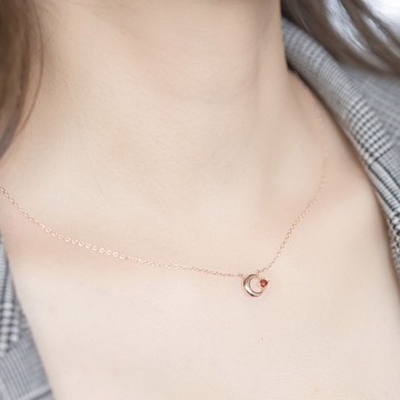 石榴石925純銀星月項鍊