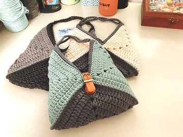 3角粽窗花拼接鉤織手提包