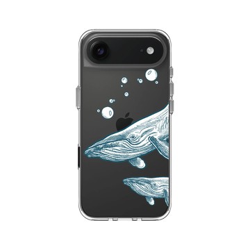 iPhone Air Clear Case（相機按鈕） 透明 - MYMY REVERZ TATTOO - 鯨魚母子