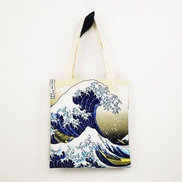 葛飾北齋創意個性帆布包袋油畫日本浮世繪神奈川大容量男女單肩包