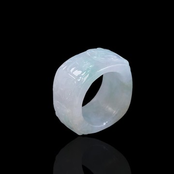 冰種三彩翡翠六字真言玉戒| 國際17圍| 天然緬甸玉A貨翡翠| 送禮