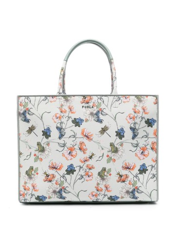 Furla - botanical-print tote bag - women - Fabric - One Size - Green