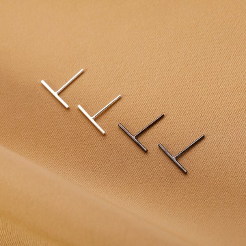 925純銀一字耳釘女年新款潮簡約小巧百搭耳環養耳洞耳飾