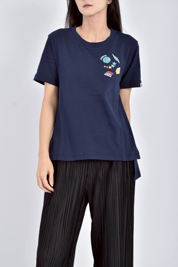 (S) sport b質感棉質純棉恐龍印花藍色短袖上衣