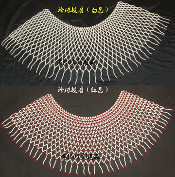 舞臺裝戲劇用品戲曲紅娘云肩結婚珍珠衫手工串織宮廷鏤空珍珠披肩