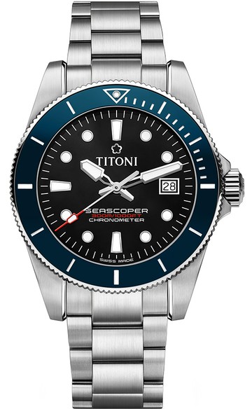 TITONI 梅花錶 Baby Seascoper 300 天文台認證陶瓷圈機械錶(83300 S-BE-706)-42mm-黑面鋼帶【刷卡回饋 分期0利率】【APP下單點數13倍送】