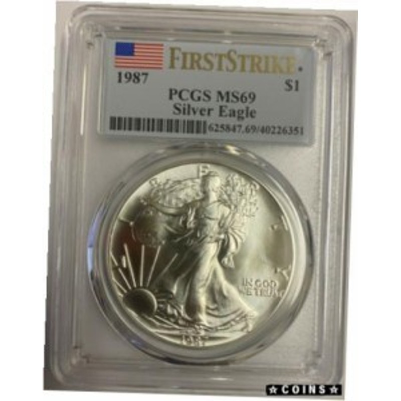 アンティークコイン 1987 Silver Eagle PCGS MS69 First Strike 通販