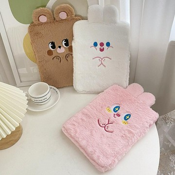 冬季新款超柔軟 毛絨立體耳朵卡通小兔ipad收納包 小熊11寸10.5寸電腦包 ipad保護套 學生手拿包（滿400出貨哦）