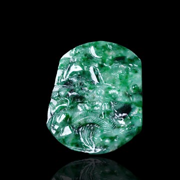 飄綠花翡翠山水牌 | 裸石 | 天然緬甸玉翡翠A貨 | 送禮