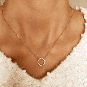 『新年快樂全館9折』❤️【CReAM】 Ella純銀圓圈鑲崁亮鑽女項鍊 #禮盒 #浪漫送禮 #生日禮盒 #情人禮物 #生日禮物