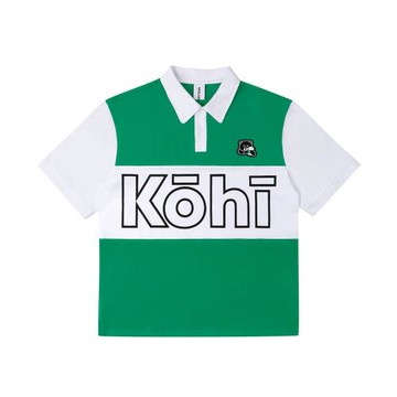 MMLABCREW KOHIBEAR系列夏季新款白綠撞色純棉寬松加大短袖POLO衫