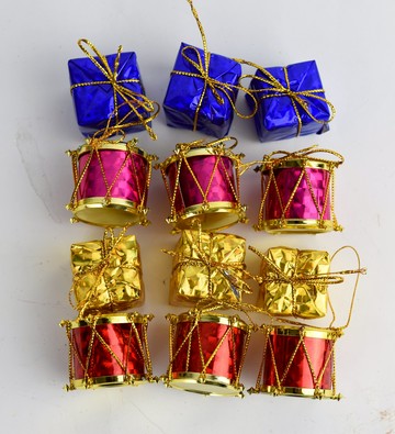 3cm禮物鼓(12入)，聖誕/聖誕佈置/裝飾/吊飾/會場佈置/DIY/材料包/交換禮物，X射線【X381904】