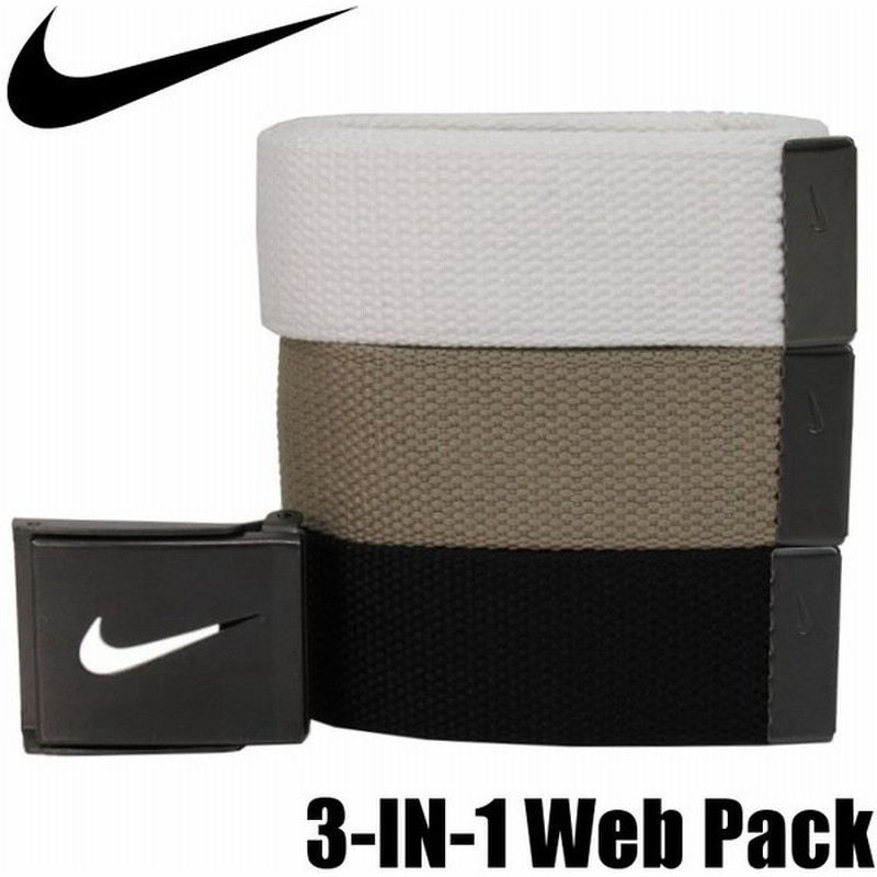 NIKE GOLF ナイキゴルフ 3-IN-1 Web Pack ベルト （白/カーキ/黒 