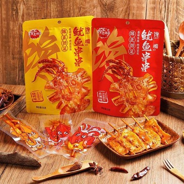 魷魚串串網紅零食 賢惠娘子饞嘴獨立包裝開袋卽食香辣味燒烤味海鮮休閒零食55g