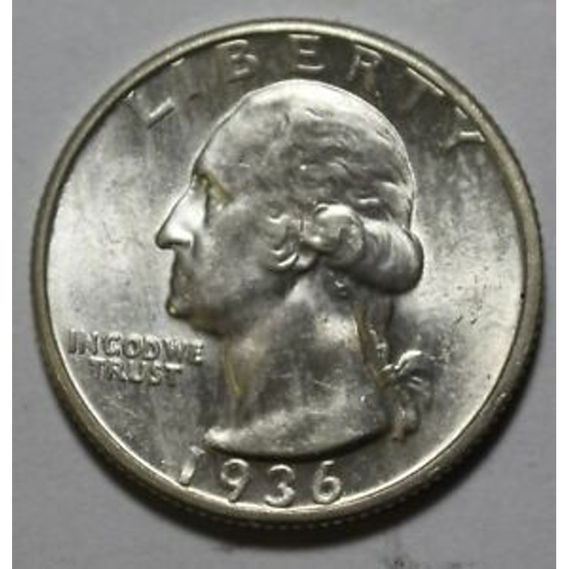 アンティークコイン 1936 BU Nice Original Washington Silver Quarter