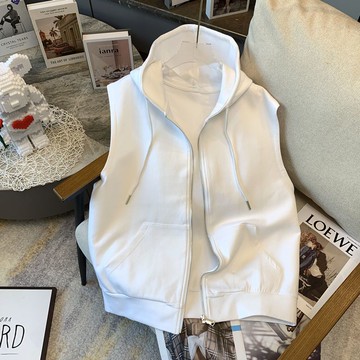 無袖上衣外套黑色連帽開衫百搭休閒衛衣寬松顯瘦馬甲男女春夏新款