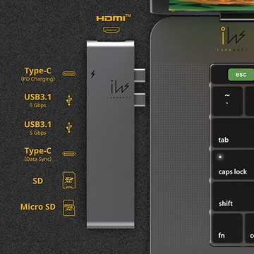 innowatt DOCK Pro+ Thunderbolt Type-C Hub for MacBook Pro 多功能充電傳輸集線器 iW71