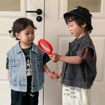 復古水洗牛仔馬甲背心 外套 兒童 男童 女童 童裝 中性款 橘魔法 現貨【BB9905】