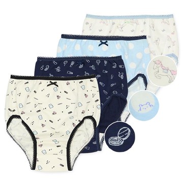 日本西松屋 - 棉混透氣女孩內褲4件組-小熊獨角獸