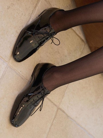 NUCA OXFORD FLAT GLOSSY BALLET [BLACK]