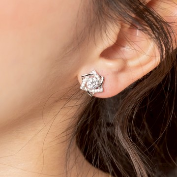 璀璨六角花鑽925銀針耳環(2色)-A10546