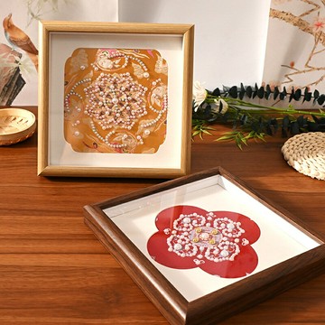 【國風手工DIY】宋錦相框 珍珠畫框 裝飾畫框 擺臺相框 木質中空 8寸6寸可選 古風家居裝飾 禮品定製