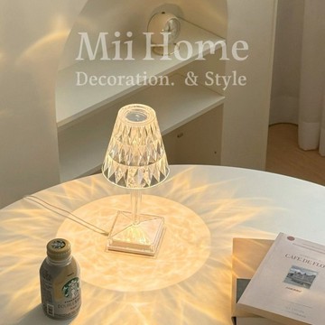 【Mii厝邊】台灣現貨 水晶鑽石台燈 水晶小夜燈 水晶散射檯燈 燭光晚餐燈 小夜燈 氣氛燈 浪漫氣氛 床頭燈 小夜燈