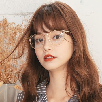 約克的荒原晨露│拼接淡蜜透黃波士頓框金屬鏡腳UV400濾藍光眼鏡