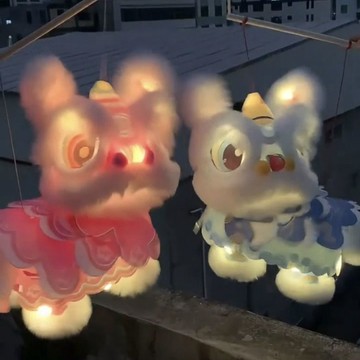 台灣出貨小紅書同款DIY醒獅燈籠材料包新年舞獅燈籠立體可提發光燈籠掛件