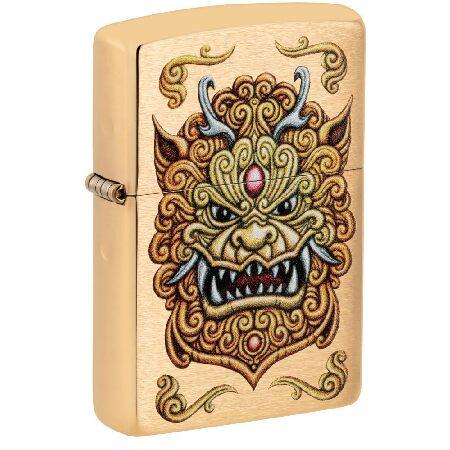 Zippo Foo Dog Design Brushed Brass Pocket Lighter並行輸入