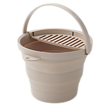 iSETO 伊勢藤 日本製 折疊圓形水桶 露營收納桶 釣魚水桶 8L  1個  淺褐色