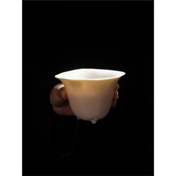 莊曉陽德化羊脂玉瓷孩兒紅茶杯復古品茗杯主人杯創意茶杯茶具禮品