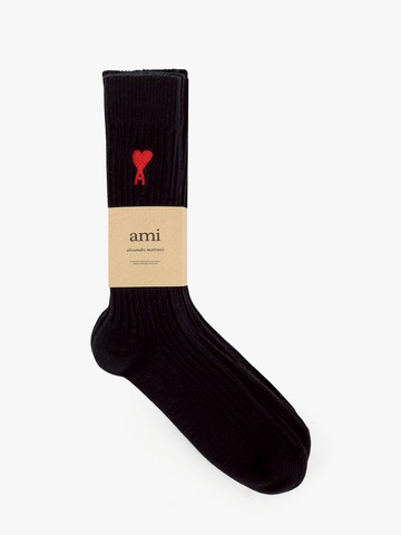Organic cotton socks with embroidered monogram - AMI PARIS - gender_Man