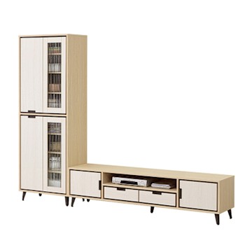 唯熙傢俱-雷莎原木雙色8.3尺L型電視櫃