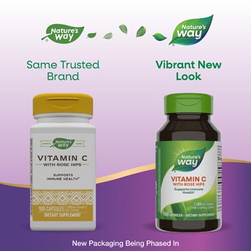 Nature's Way Vitamin C with Rose Hips 1000 mg Vitamin C per Serving - 100 Capsules