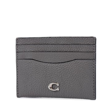 COACH 專櫃男款 荔枝紋皮革名片證件夾-灰色