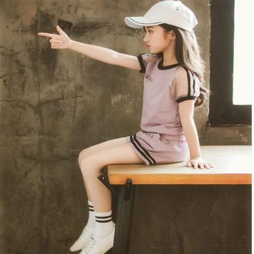 童女童套新款髦洋氣網女孩兒童件套女潮衣