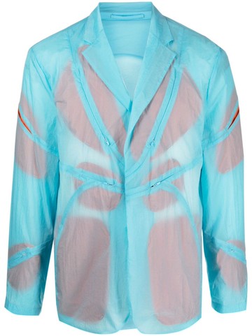 Post Archive Faction - semi-sheer notch-lapels jacket - men - Nylon - L - Blue
