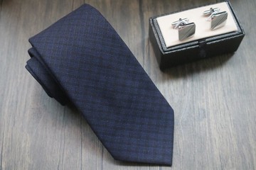 深藍系小格紋領帶窄版英倫風休閒tie