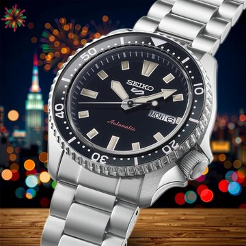 ［流行推薦 下單送三入收藏盒］【SEIKO 精工】5 Sports SKX 潛水風格復刻機械錶-銀x黑/42.5mm 禮物 送禮(SRPL85K1/4R36-17K0D)